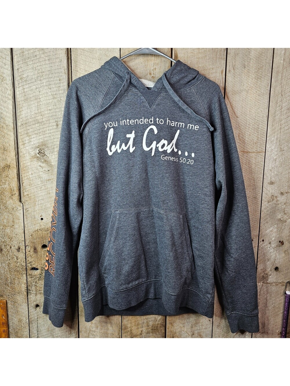 Celebrate Recovery Genesis 50:20 Hoodie Medium Gray Christian Faith Sweatshirt